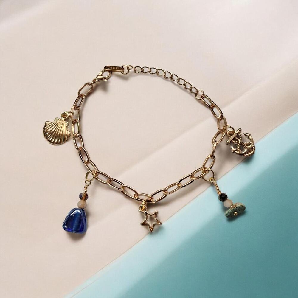 Cagan Dahan Designs Charm Bracelet Under The Deep Blue Sea Stainless Steel 6"